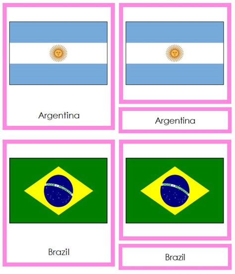 Flags Of South America Color Coded Montessori Continent Etsy