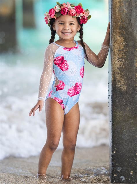 shop the latest mia belle girls swimwear let s meet at the beach one piece swimsuit free