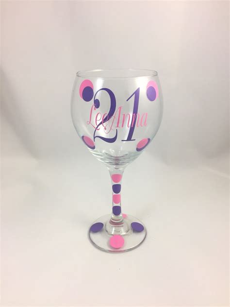 Personalized 21st Birthday Wine Glass 21st Birthday Glass