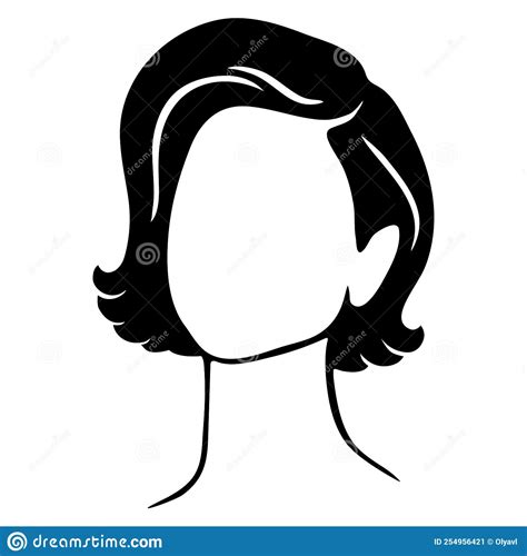 Beautiful Silhouette Woman With Short Hair Stock Vector Illustration