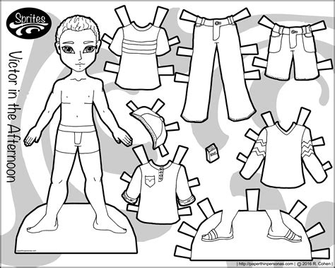 These printable paper doll clothes range from summery sleeveless dresses to stylish wrap skirts. Victor in the Afternoon: A Boy Paper Doll