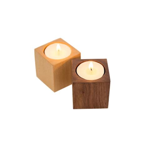Square Rustic Tealight Candle Holders Simple Modern Tea Wedding Wooden