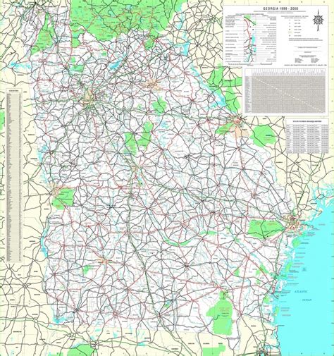 State of georgia road map with cities. Large detailed map of Georgia