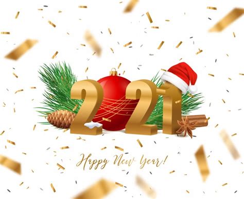 Free Vector Happy New Year 2021 With Christmas Decoration