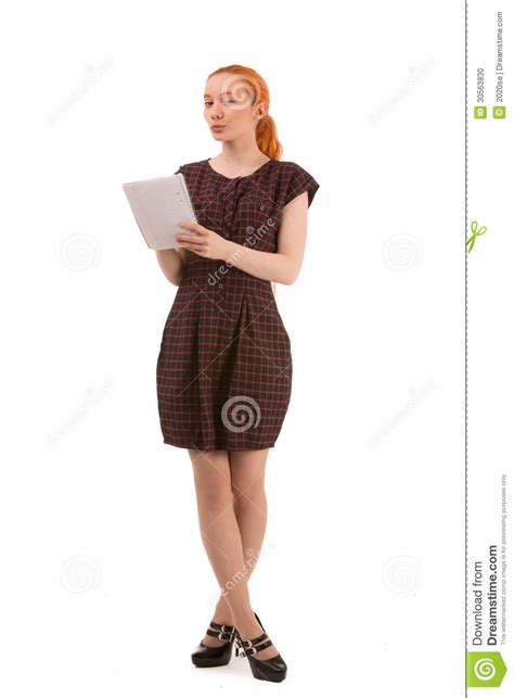 Young Woman Standing Writing Stock Photo Image 30563830