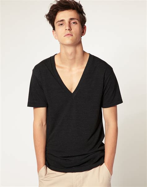 American Apparel Tri Blend Deep V Neck T Shirt In Black For Men Lyst