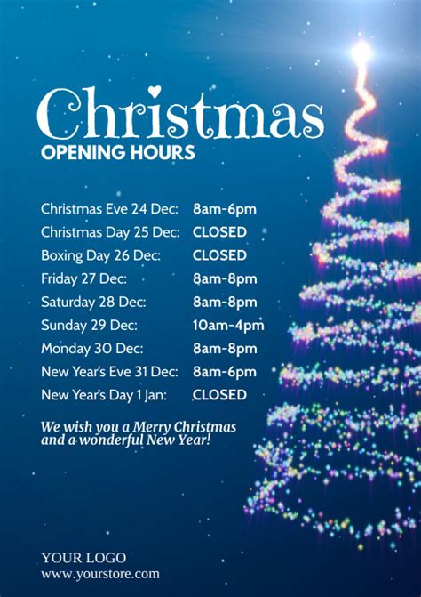 Christmas Opening Times Hours Holidays Cover Template
