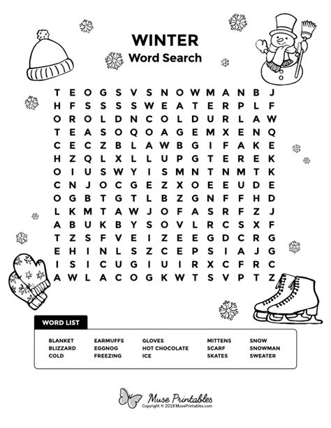 Printable Winter Word Search Winter Words Winter Word Search Free
