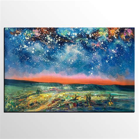 Abstract Art Painting Starry Night Sky Painting Original Landscape P