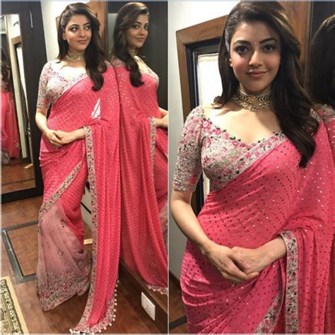 Pink Silk Kajal Agarwal Beautiful Saree Rs 30000 Lady Selection Id