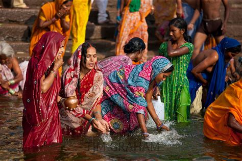 Hindu Pilgrims Bathing In River Ganges Varanasi India TIM GRAHAM