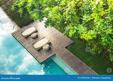 Flatlay Sunbathing Terrace Pool Side Stock Photo Image Of Garden