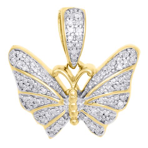 10k Yellow Gold Genuine Diamond Butterfly Pendant 070 Statement Charm