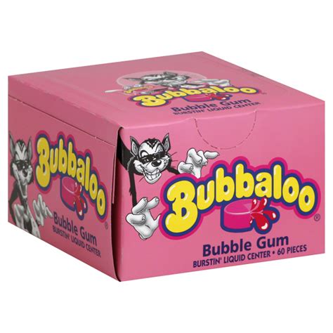 Bubbaloo Bubble Gum Wliquid Center Individually Wrapped Pieces 60