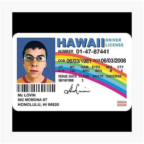 Mclovin Id Card License From Movie Superbad Photographic Print For