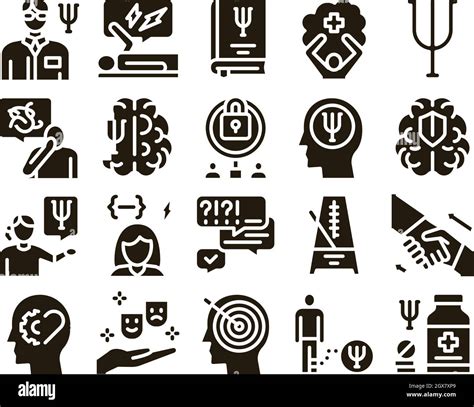 Psychotherapy Help Glyph Set Vector Stock Vector Image And Art Alamy