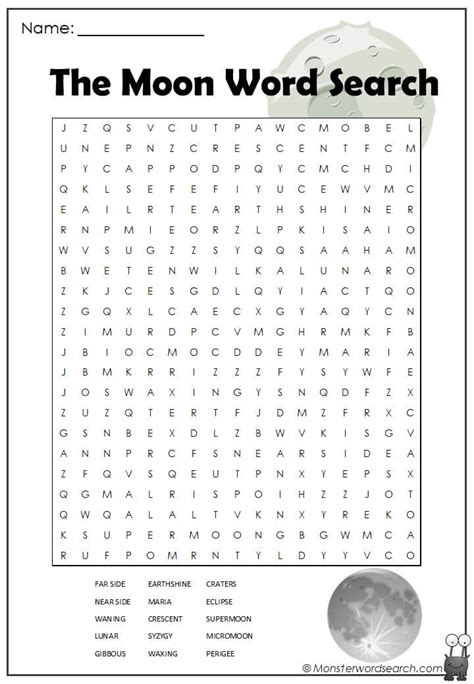 Phases Of The Moon Word Search Printable For Kids Images And Photos