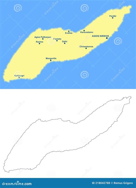 Ikaria Island Map Cdr Format Stock Vector Illustration Of Island