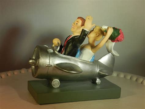 Airplane Pilot Aviation Plane Wedding Cake Topper Flying Bride Aviator