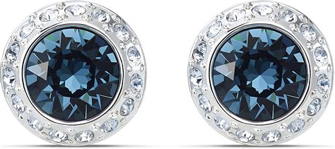 Swarovski Angelic Stud Pierced Earrings With Blue And Clear Crystals On