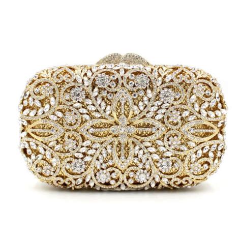 Unique Bling Gold Bridal Clutch Evening Bag For Brides And Bridesmaids