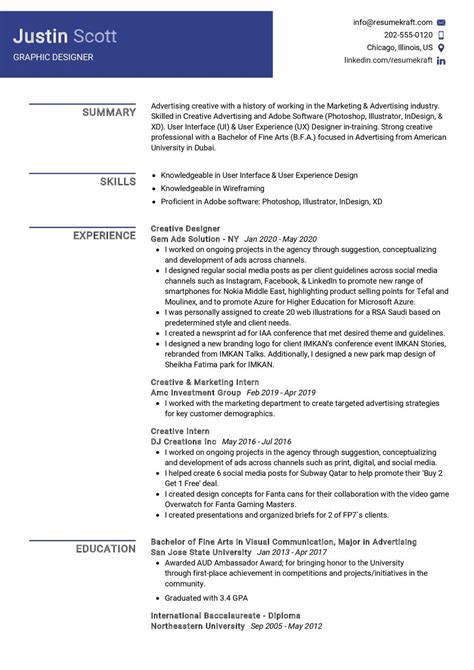 Graphic designer resume summary examples. Graphic Designer Resume Sample - ResumeKraft