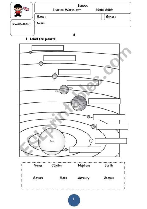 Label The Planets Worksheet —