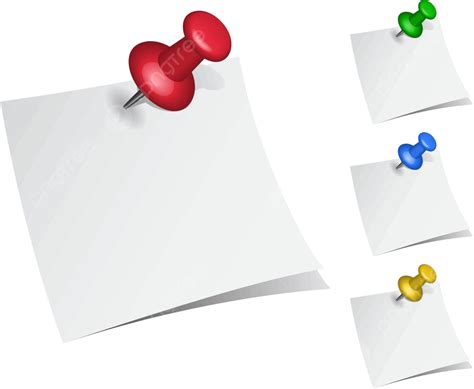 Note Papers With Push Pins Red Colored Objects Vector Red Colored