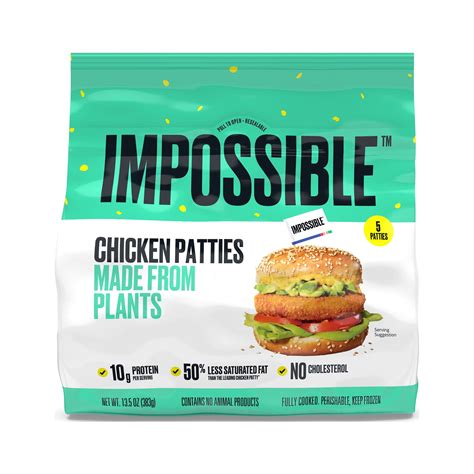 impossible foods frozen plant based chicken patties 5 count