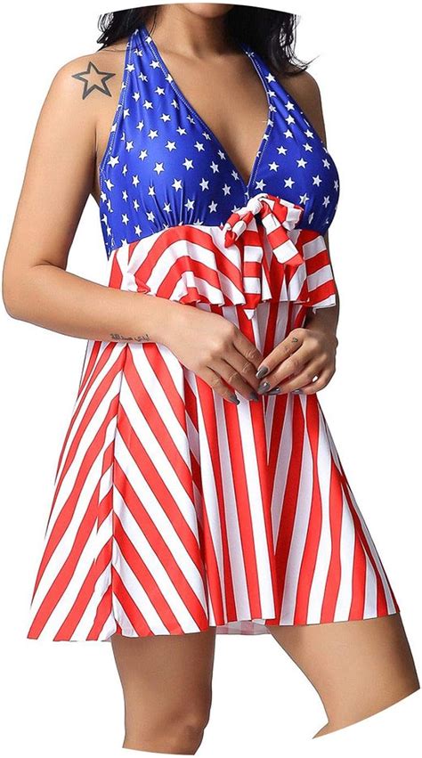 Sebowel Sexy American Girl Bikini Set American Flag Stripes Swimsuit My Xxx Hot Girl