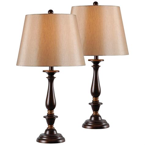 Golden Bronze Traditional Candlestick Table Lamps Set Of 2 1w829