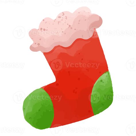 Watercolor Sock Hand Painted Christmas Decoration Clipart 8848757 Png