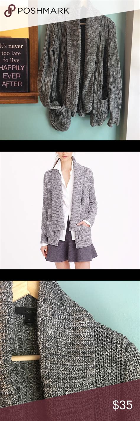 j crew marled rib knit sweater great heavier weight open cardigan with top to bottom lapel