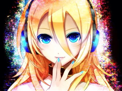 Manga Anime Music Headphones Blue Eyes Fille Blonde Anime Blonde