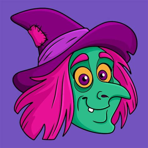 Free Vector Hand Drawn Cartoon Witch Face Illustration