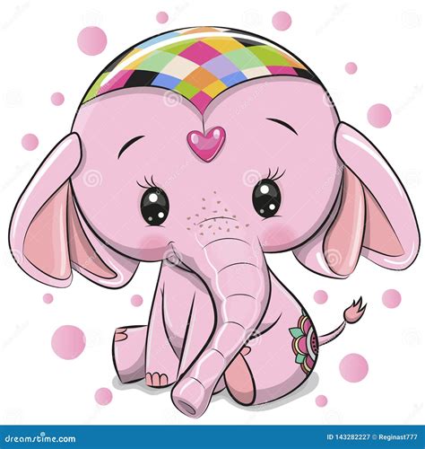 Elefante Cor De Rosa Bonito Isolado Em Um Fundo Branco Ilustração Do