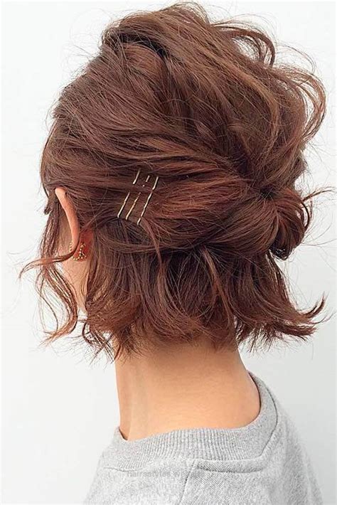 #2 how to do a chignon with short hair here's a quick and pretty chignon anyone can do in five minutes or less using a few elastics and bobby pins. 25 Updo Short Hairstyles Ideas for Women