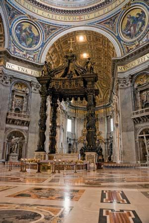 The basilica is cruciform in shape, with an elongated nave in the form of a latin cross, adapted from the original greek cross by successive architects. St. Peter's Basilica | church, Vatican City | Britannica.com