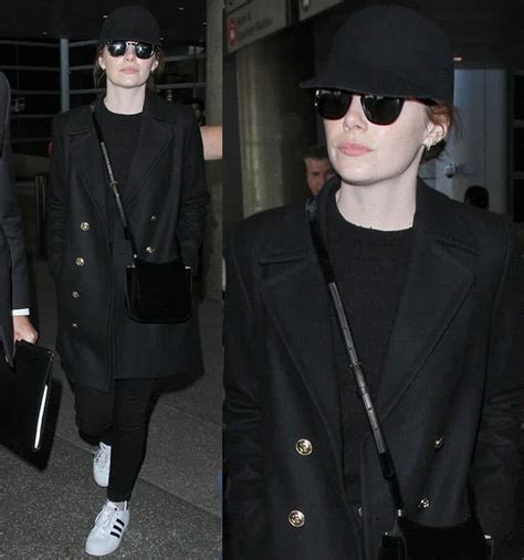 Emma Stone Lands At Lax In Adidas Superstar Sneakers