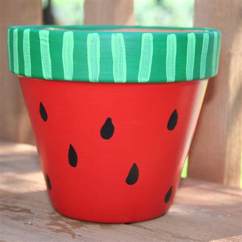 Hand Painted Flower Pots Watermelon 6 Inch Hand Painted Flower Pot