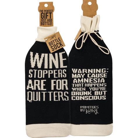 Bottle Sock - Wine Stoppers Are For Quitters - Box Sign Style