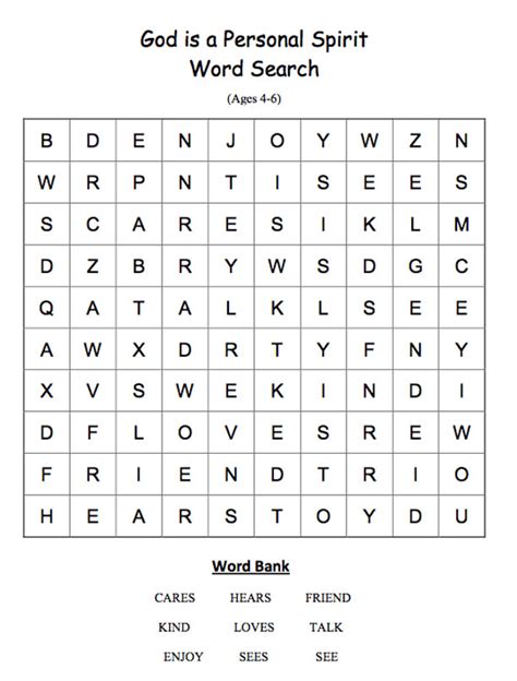 Hidden Word Search Puzzles Discover God 4 Kids