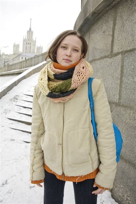 Russian Girl Outdoors In The Street In Winter Time Stock Image Image Of Moscow City 7277555