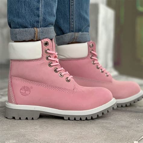 Ботинки Timberland 6 Inch Pink Boots White Pad And Cant