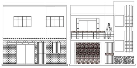 House Elevation Design 2d Cad Drawing Free Download Cadbull