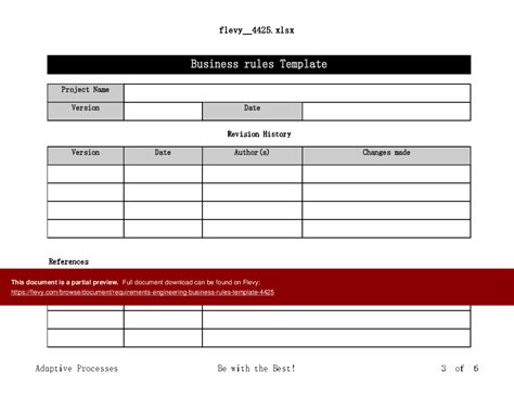 Excel Template Requirements Engineering Business Rules Template