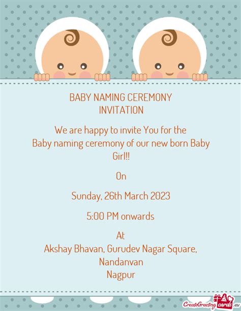 Baby Naming Ceremony Of Our New Born Baby Girl Free Cards