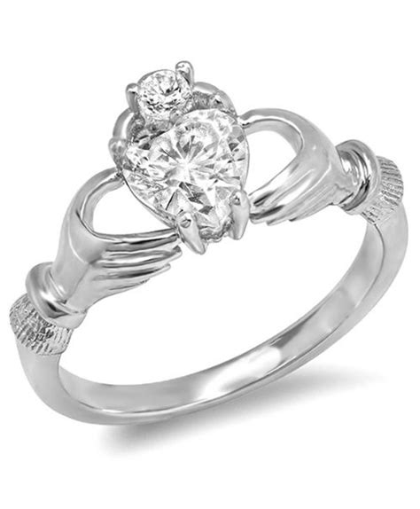 Sterling Silver Cubic Zirconia Irish Friendship And Love Heart Claddagh Ring Available In Size 6