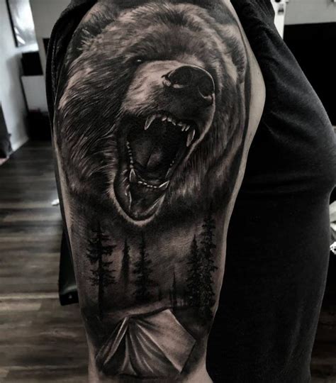 Angry Grizzly Bear Tattoo