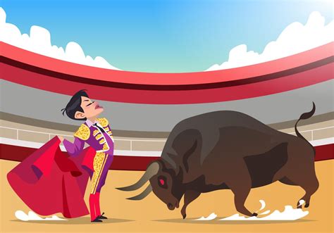 Bullfighter Versus Angry Bull Vector 157494 Vector Art At Vecteezy